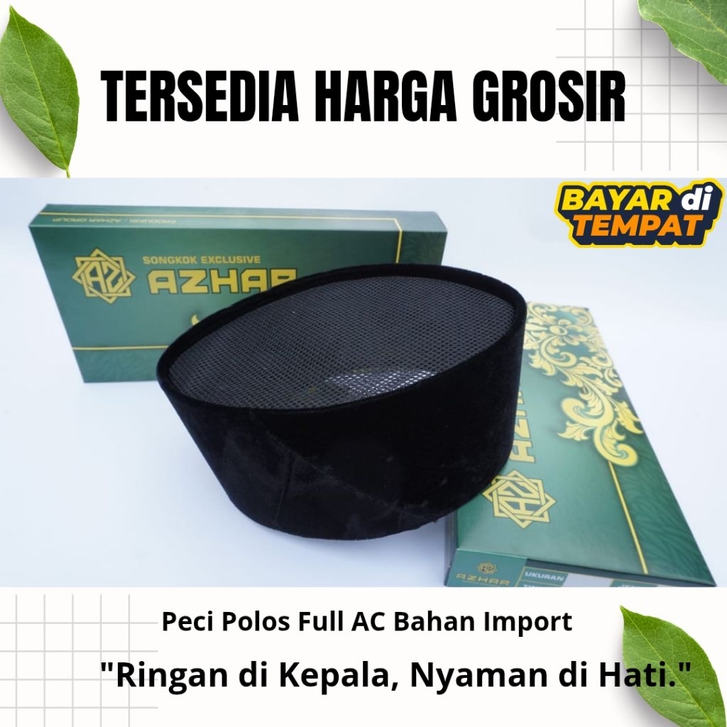 COD  Grosir Peci Hitam Full AC Exclusive Songkok Hitam Polos Kopiah Hitam Polos  Kopyah Hitam Polos 