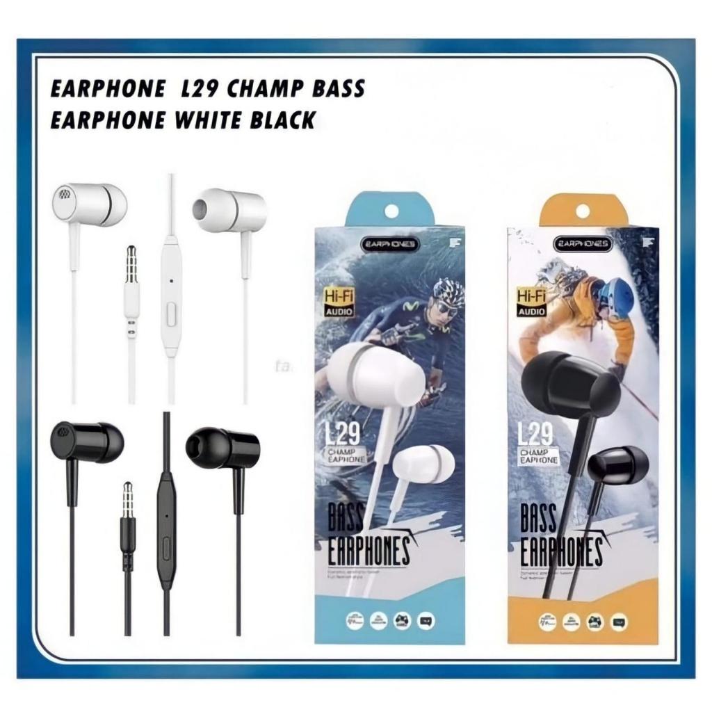 Headset Handsfree Earphone L29 Extra Bass With MIC ClearJack 3.5 Universal Stereo