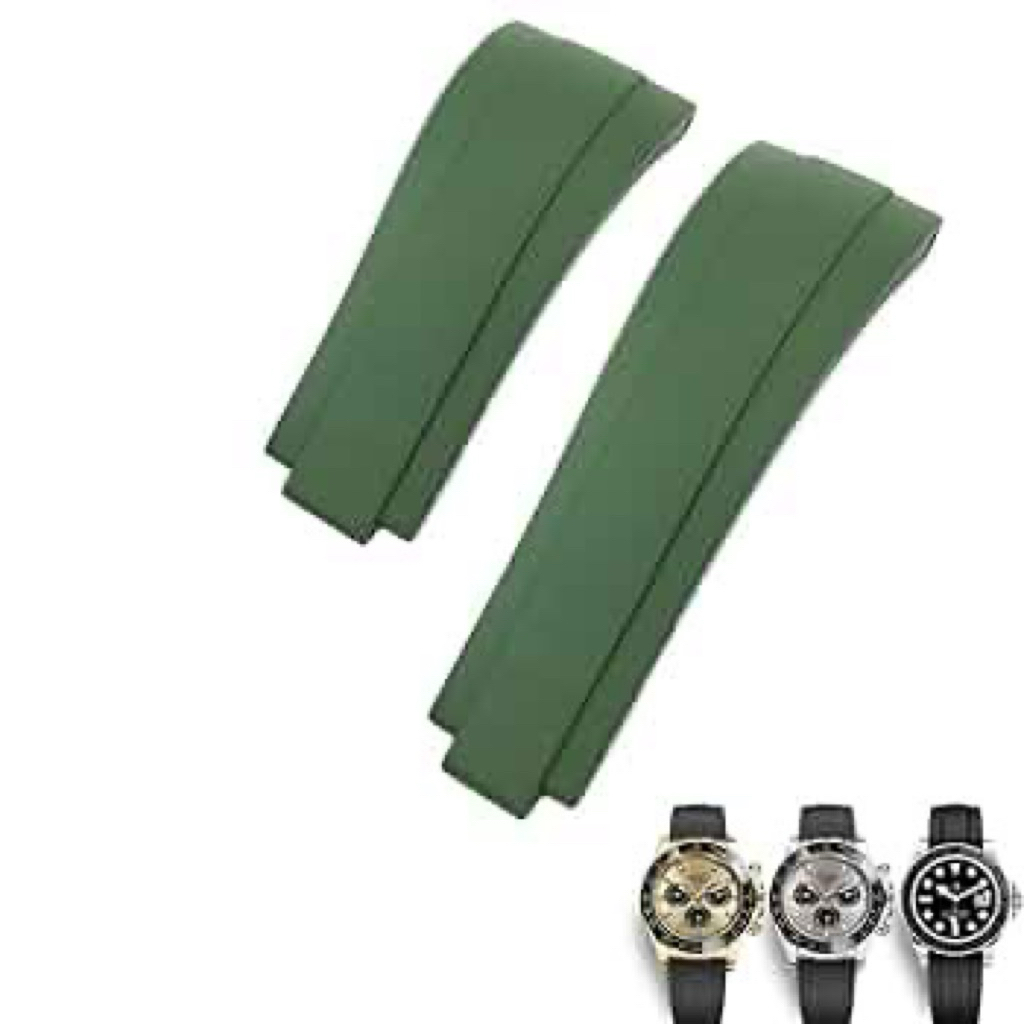 Strap Tali Jam Tangan Rolex Daytona GMT Oyster Rubber Silicone High Quality 20mm Kepala Datar hitam 