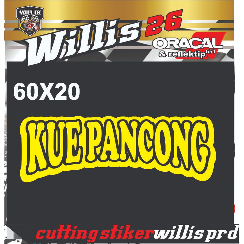 stiker kue pancong tulisan untuk kaca gerobak dagang jualan 60 CM