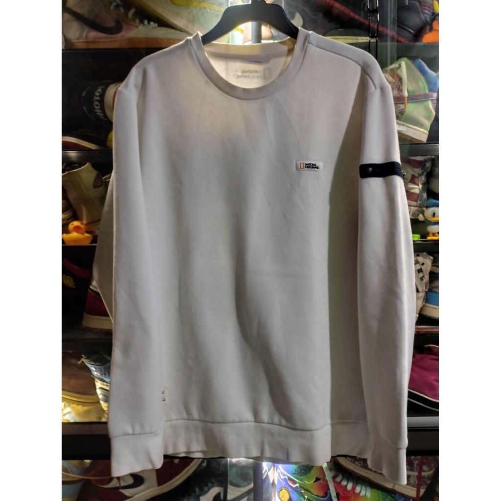 CREWNECK NATIONAL GEOGRAPHIC PATCH WHITE