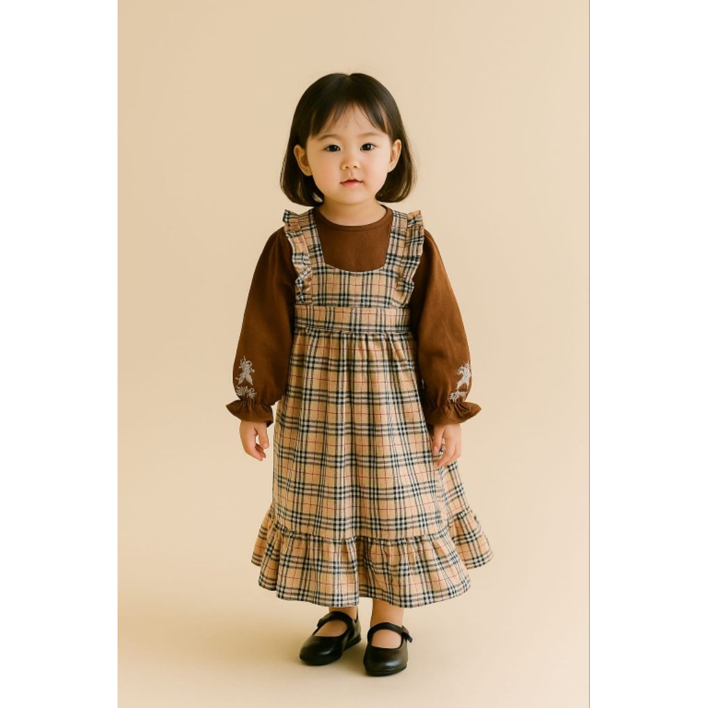 overall dress terlaris kotak  setelan anak terbaru,baju anak cewe lebaran setelan anak premium  over