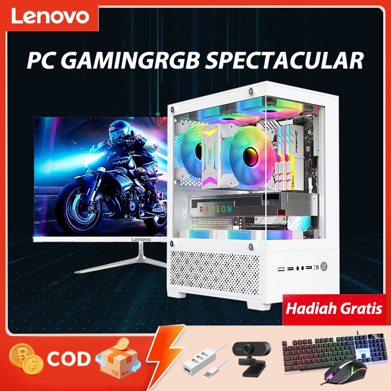Lenovo PC gaming fullset 12-inti baru Komputer CPU Intel i5/i7 desktop perakitan desain kantor dan b