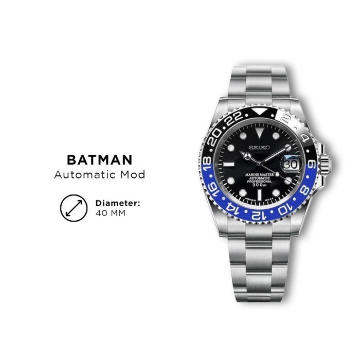 Jam Tangan Pria Seiko Batman GMT Oyster Automatic 40mm