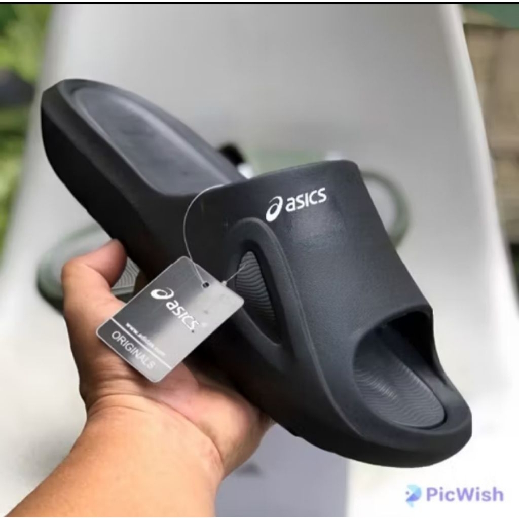 Sendal selop Asics original pria wanita full karet sendal slide slip-on Asics terbaru