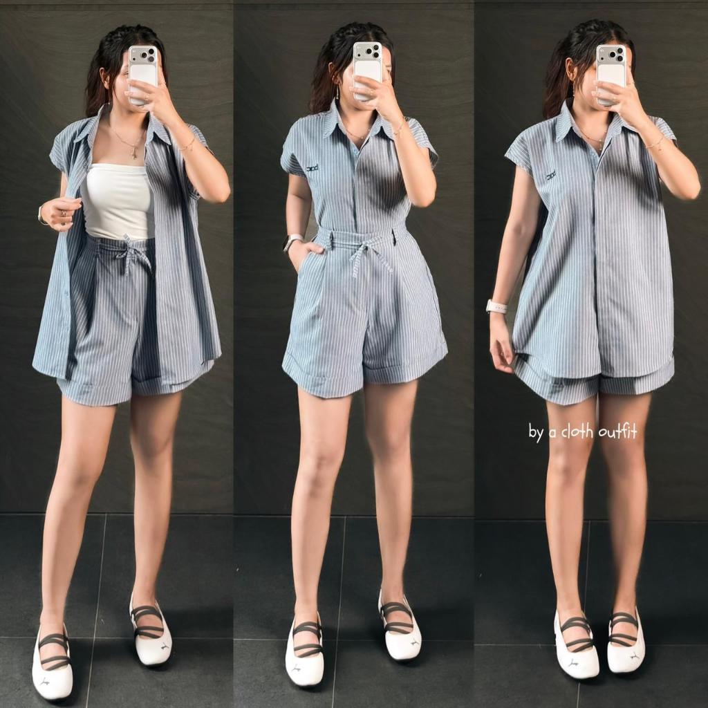 BYACLOTH - Aster Set One Set Casual / Set Outfit Santai Stylish / Set Atasan & Celana Pendek / Outfi