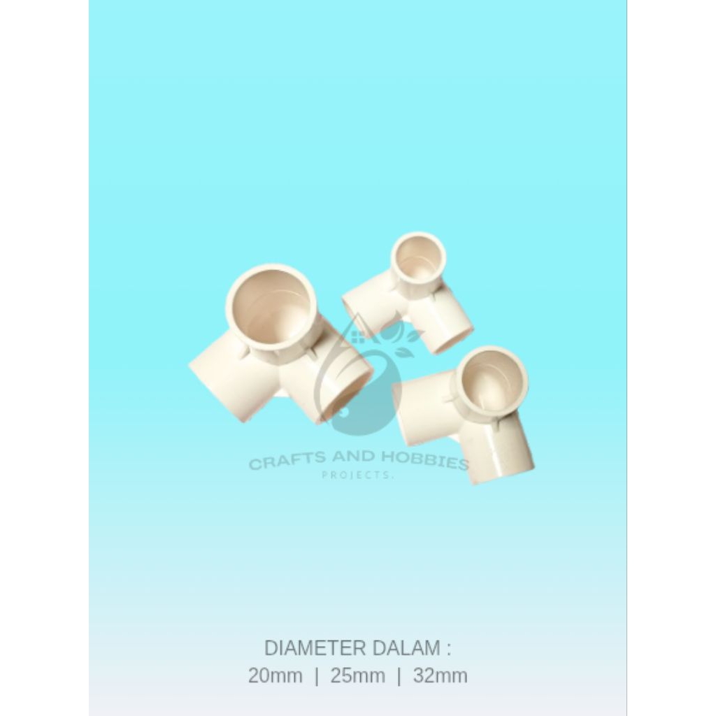 3 WAY U-PVC 20mm sambungan cabang 3 pipa pvc aquarium