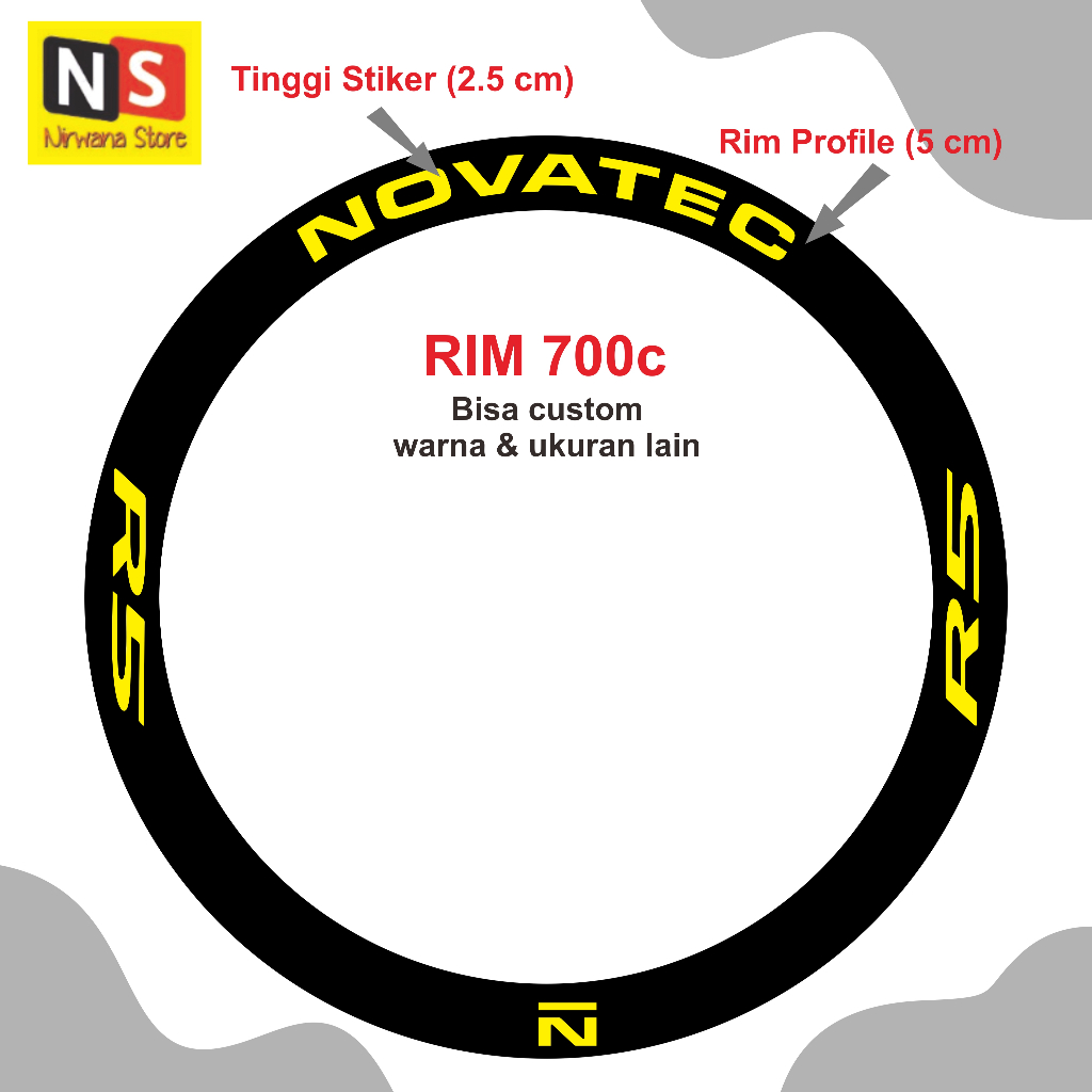 Nirwana Stiker Rim NOVATEC Profile 5cm - Wheelset Sepeda Roadbike MTB Fixie
