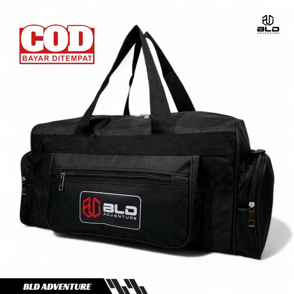 BLD ADVENTURE Tas Pakaian Medium Hitam Polos / Tas Travel Pria Wanita / Tas Mudik Kecil