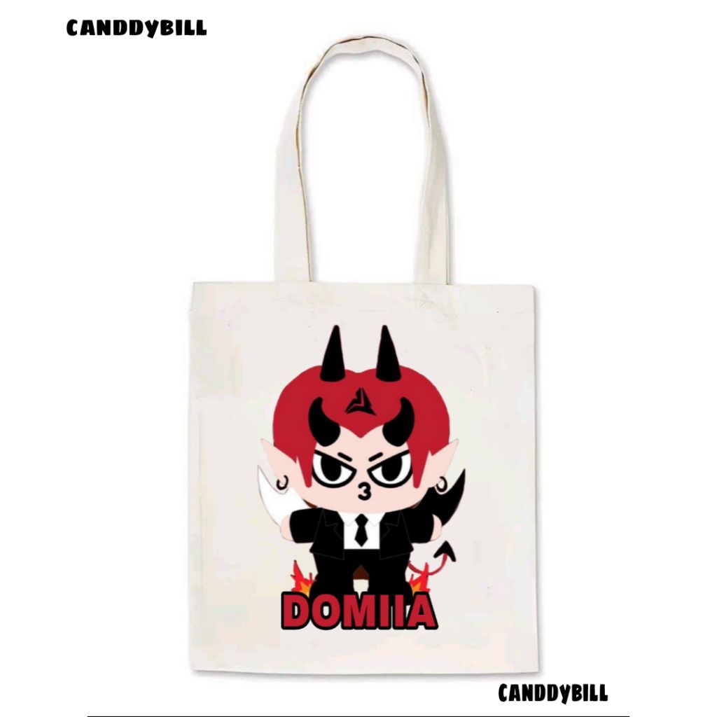 Totebag mascot gmmtv thaienthu raikantopeni tas canvas white/putih