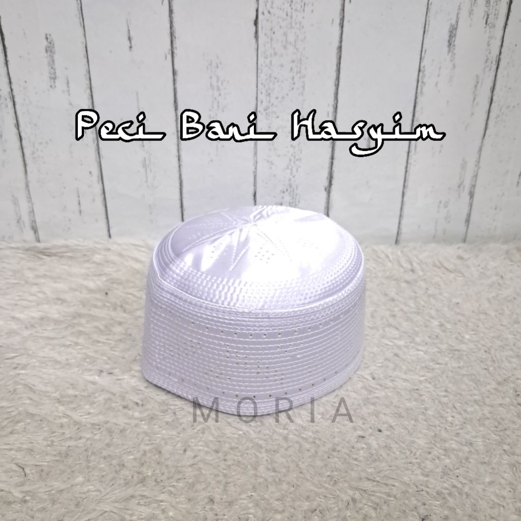 Peci Haji Putih / Peci Bani Hasyim / Peci Madinah Motif Bordir Berkwalitas