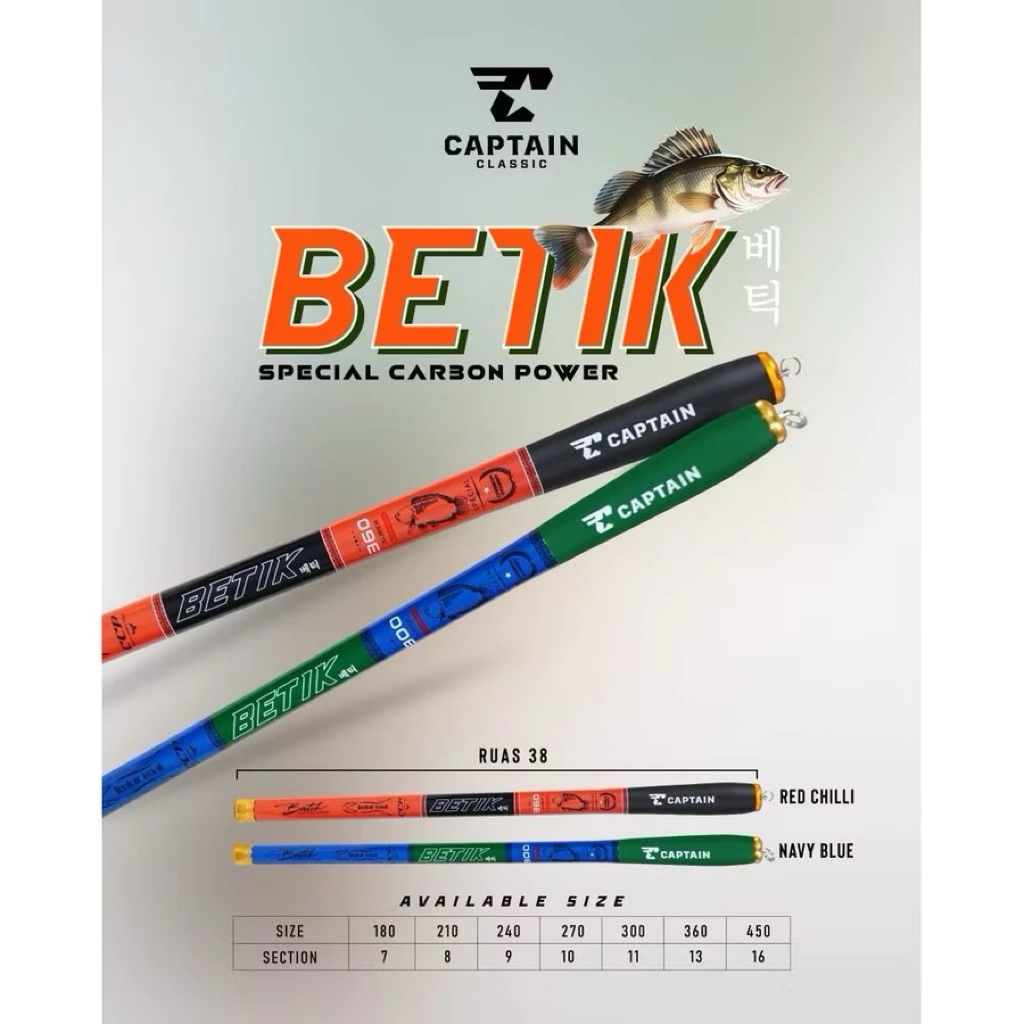 JORAN TEGEK CAPTAIN BETIK RUAS PENDEK 180-450 CM