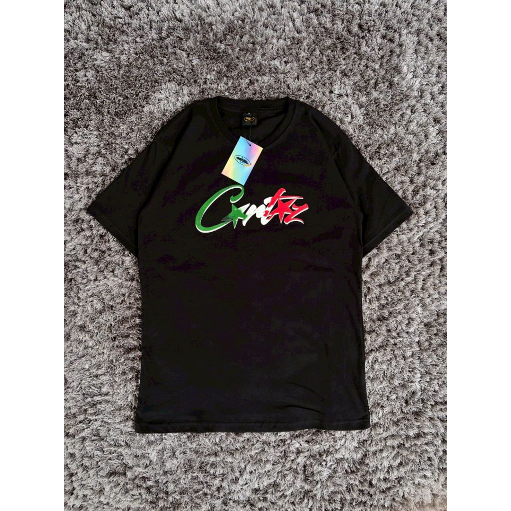 Tshirt Corteiz Hitam Itali kekinian terlaris Tshirt skena Tshirt casual pria wanita