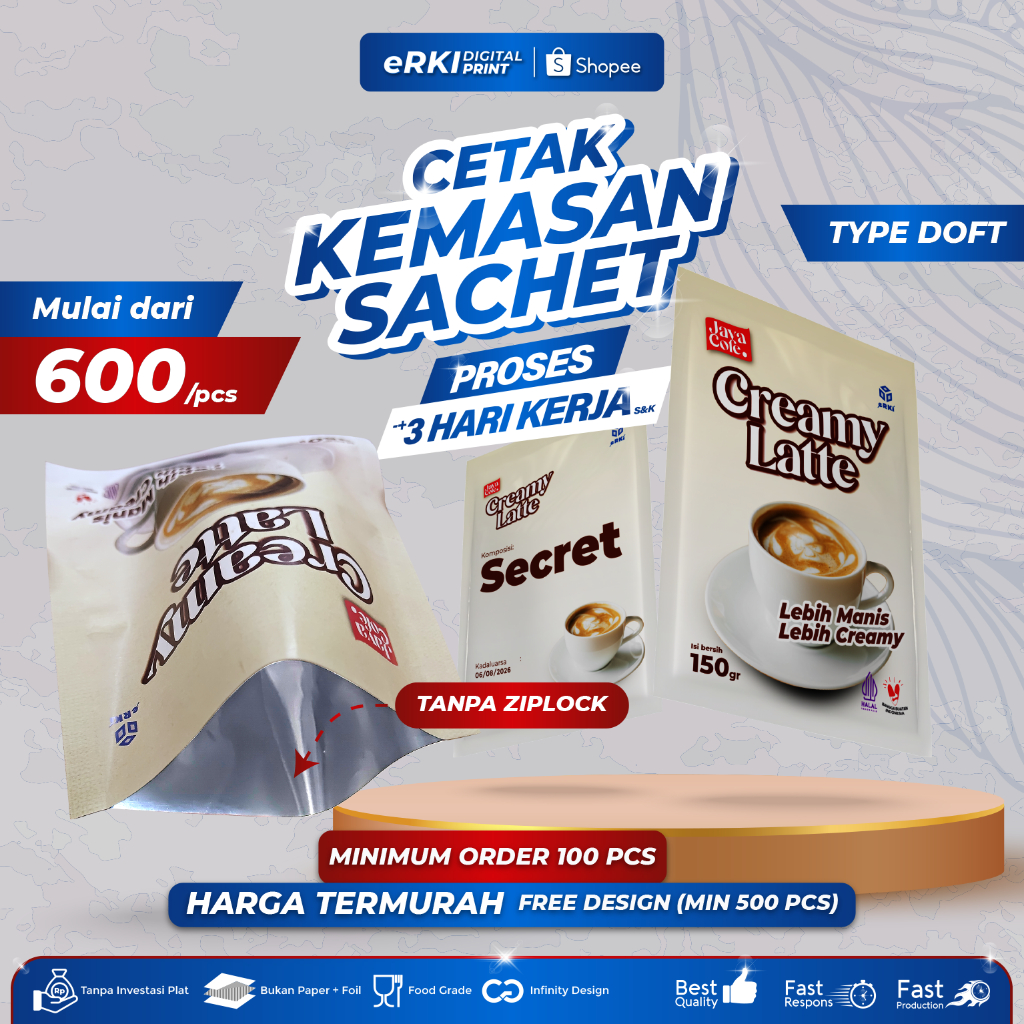 KEMASAN SACHET DOFT CUSTOM/ TANPA ZIPLOCK - ERKI PRINTING