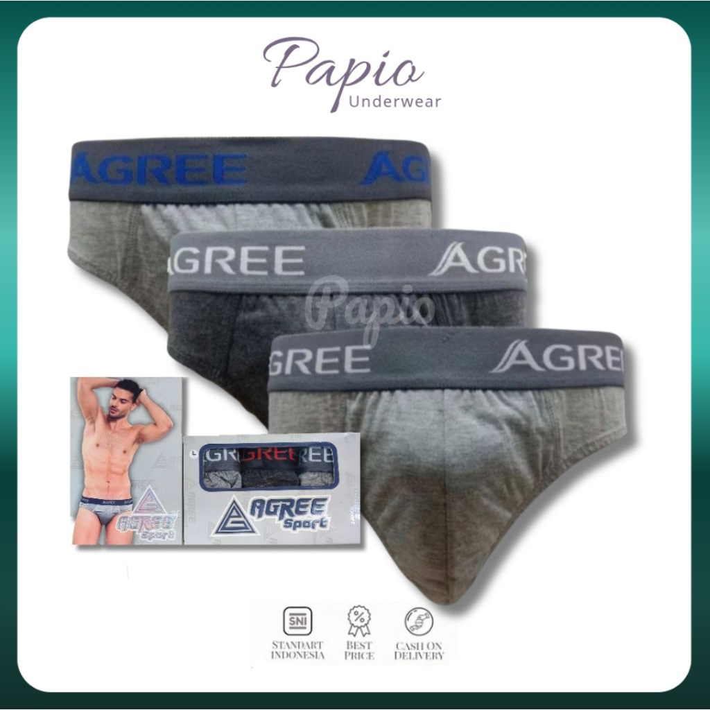 Papio - [3 PCS] Celana dalam pria laki-laki AGREE SPORT 2330
