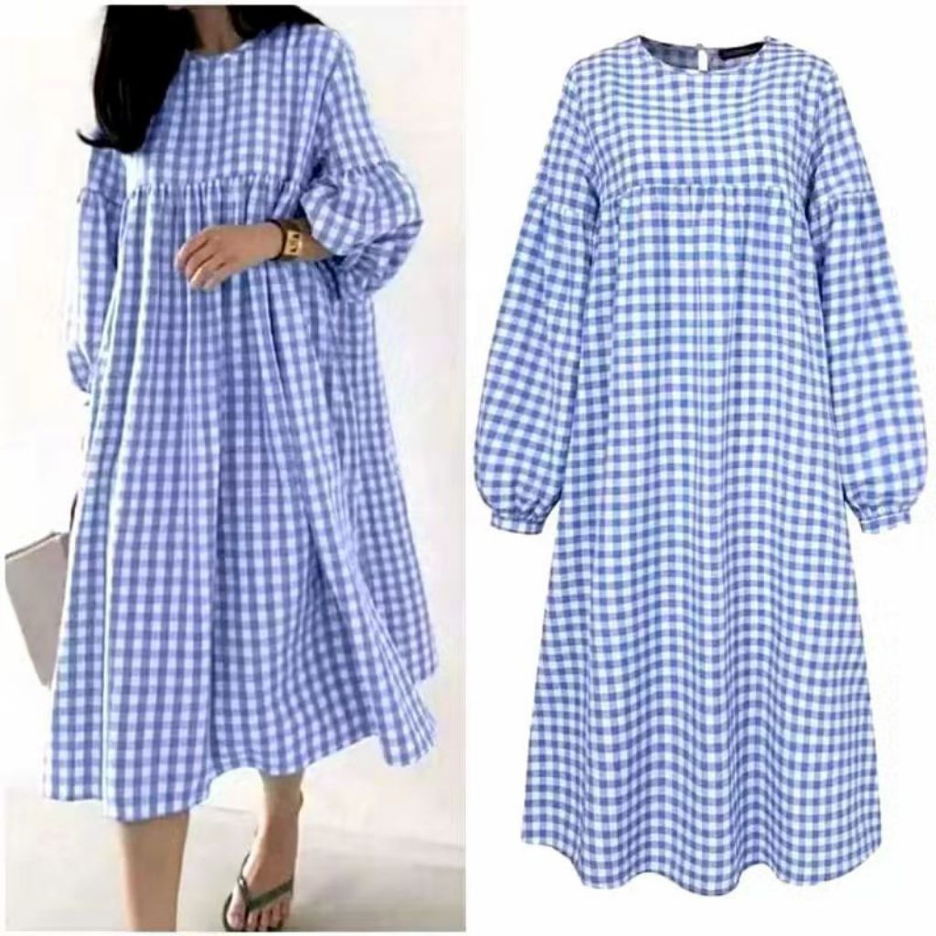 Tunik kotak kotak terbaru lengan panjang