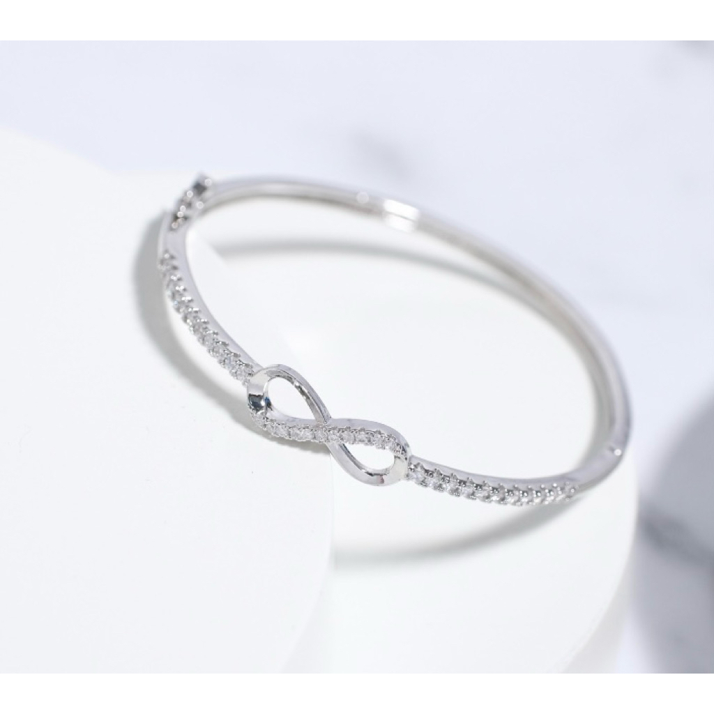 GELANG RHODIUM BANGLE INFINITY PUTIH