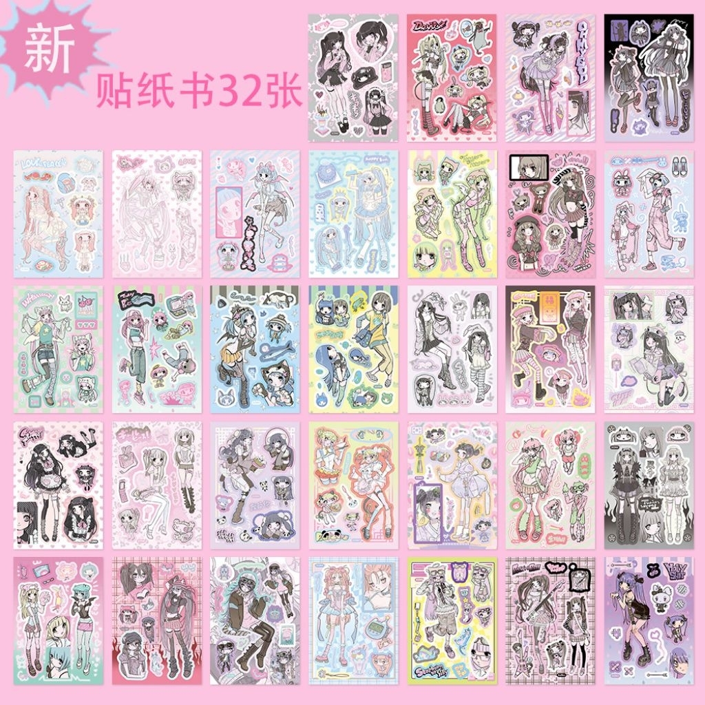 [WindHeart] 1 lembar sticker sheet Domiii sticker sheet korean y2k softie girl characters sticker de