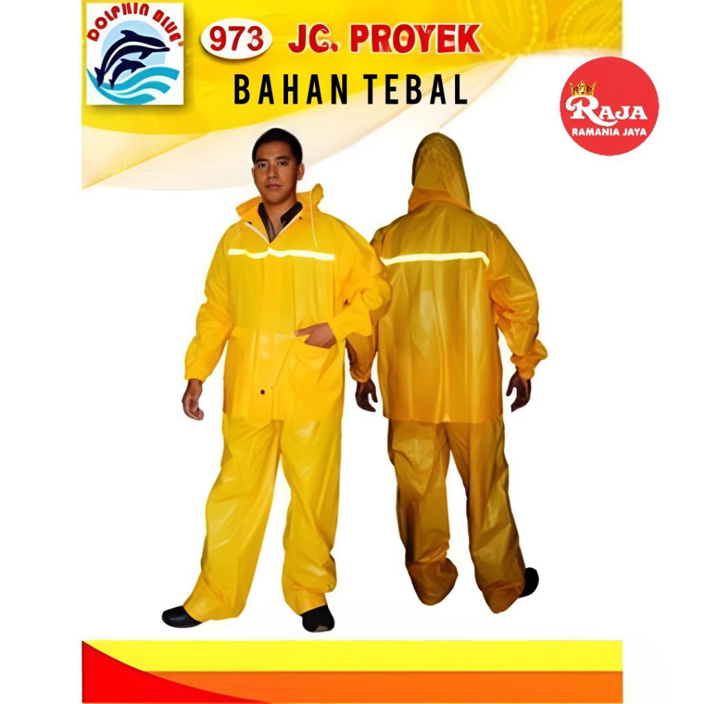 DHOLPIN BLUE PROYEK 973 JAS HUJAN PVC JAKET CELANA BERKUALITAS LEBIH TEBAL