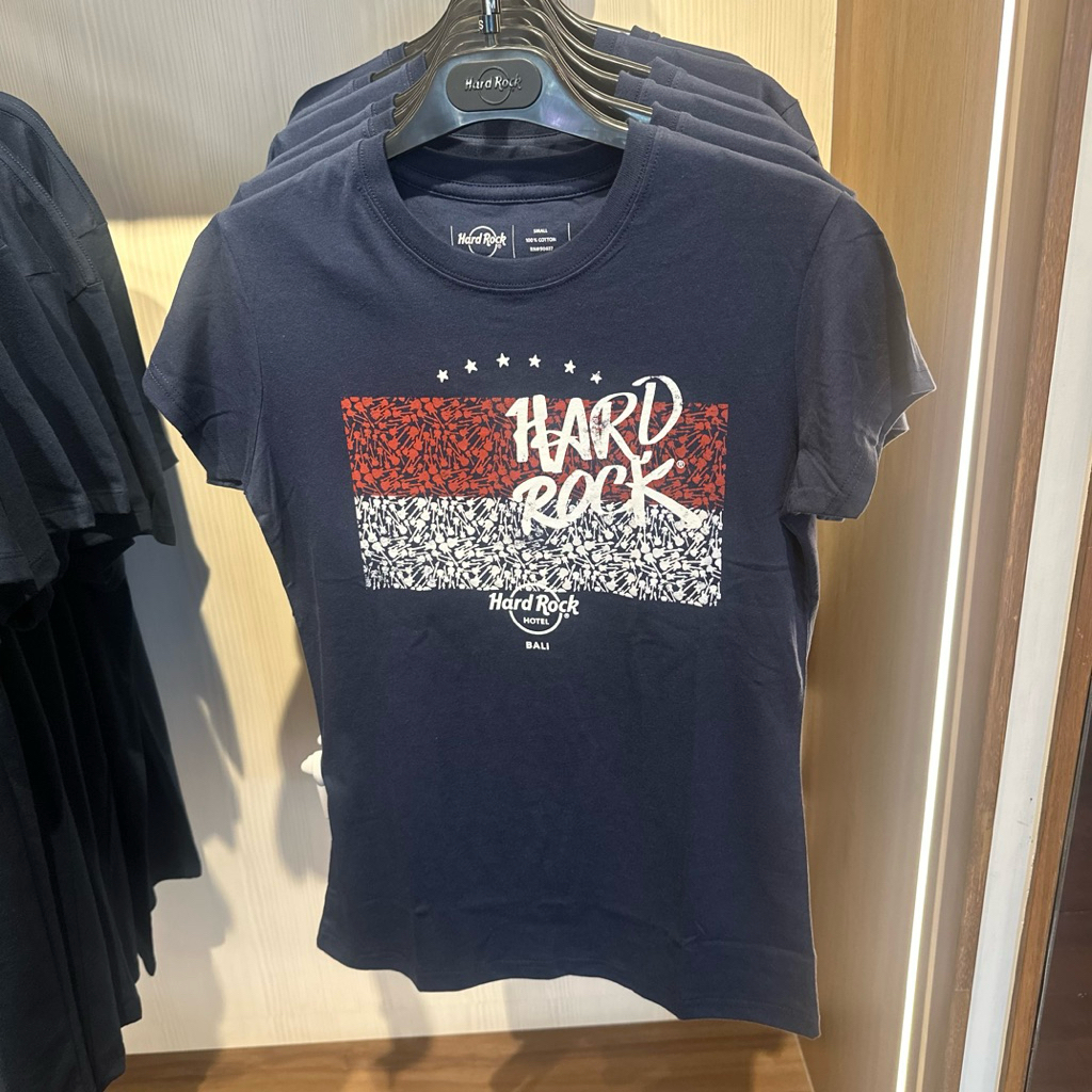 HARD ROCK HOTEL BALI city flag woman tee baju NAVY ORIGINAL NEW 100%