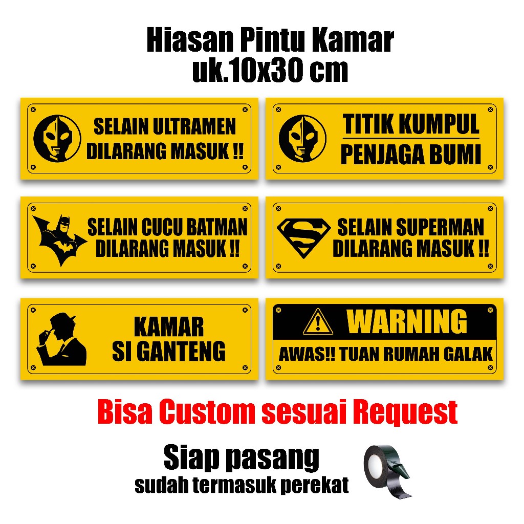 SIGN SELAIN ULTRAMEN DILARANG MASUK - HIASAN PINTU KAMAR SUPERMAN
