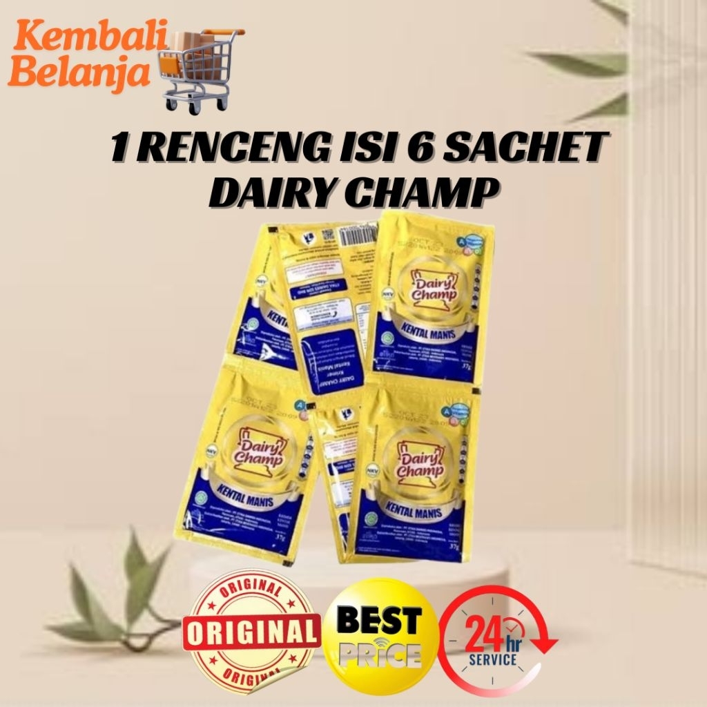 1 Renceng Dairy Champ Isi 6 Sachet/ Dairy Champ Krimer Kental Manis/ Dairy Champ Creamer Lezat