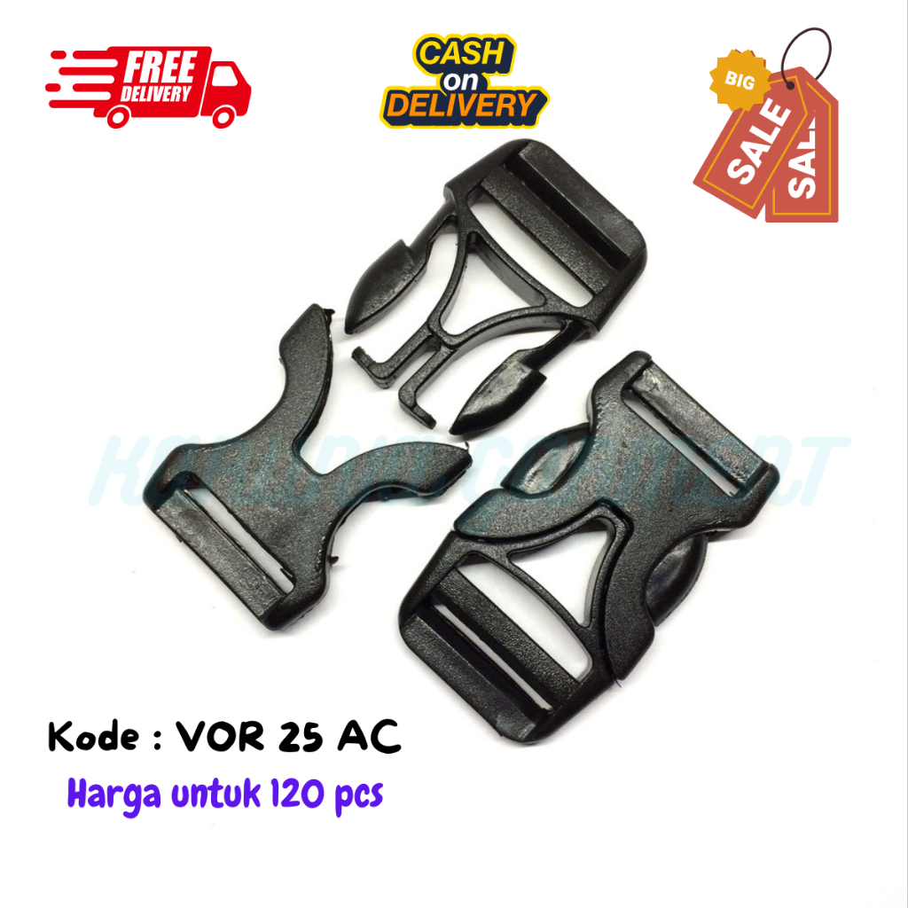 GESPER KLIK SELOT TALI WEBBING TAS 2.5 CM KUNCI SODOK BUCKLE PLASTIK ACETAL MEDIUM PER 120 PCS