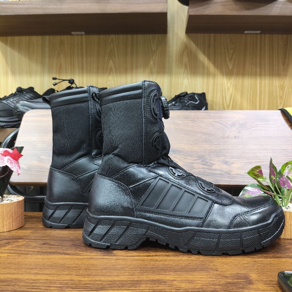 Sepatu PDL Tali Putar POLRI PMJ Terbaru Jatah Dinas Lapangan Kulit Asli BOA System