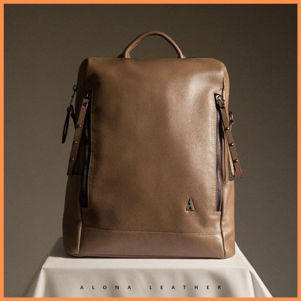 Alona Leather Hania Backpack - Tas Ransel Punggung Laptop Wanita Kulit Sapi Asli Premium 100% Origin