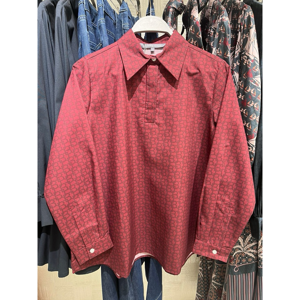 Monogram polo shirt Benang jarum buttonscarves Red