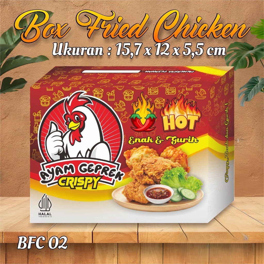 BOX MAKANAN KARDUS NASI AYAM GEPREK READY STOCK - PAPER LUNCH BOX UKURAN 15,7 x 12 x 5,5 CM [100 PCS