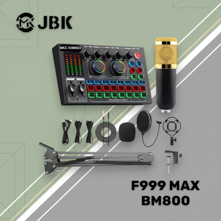 Soundcard F999MAX HITAM+BM800 Paket Lengkap