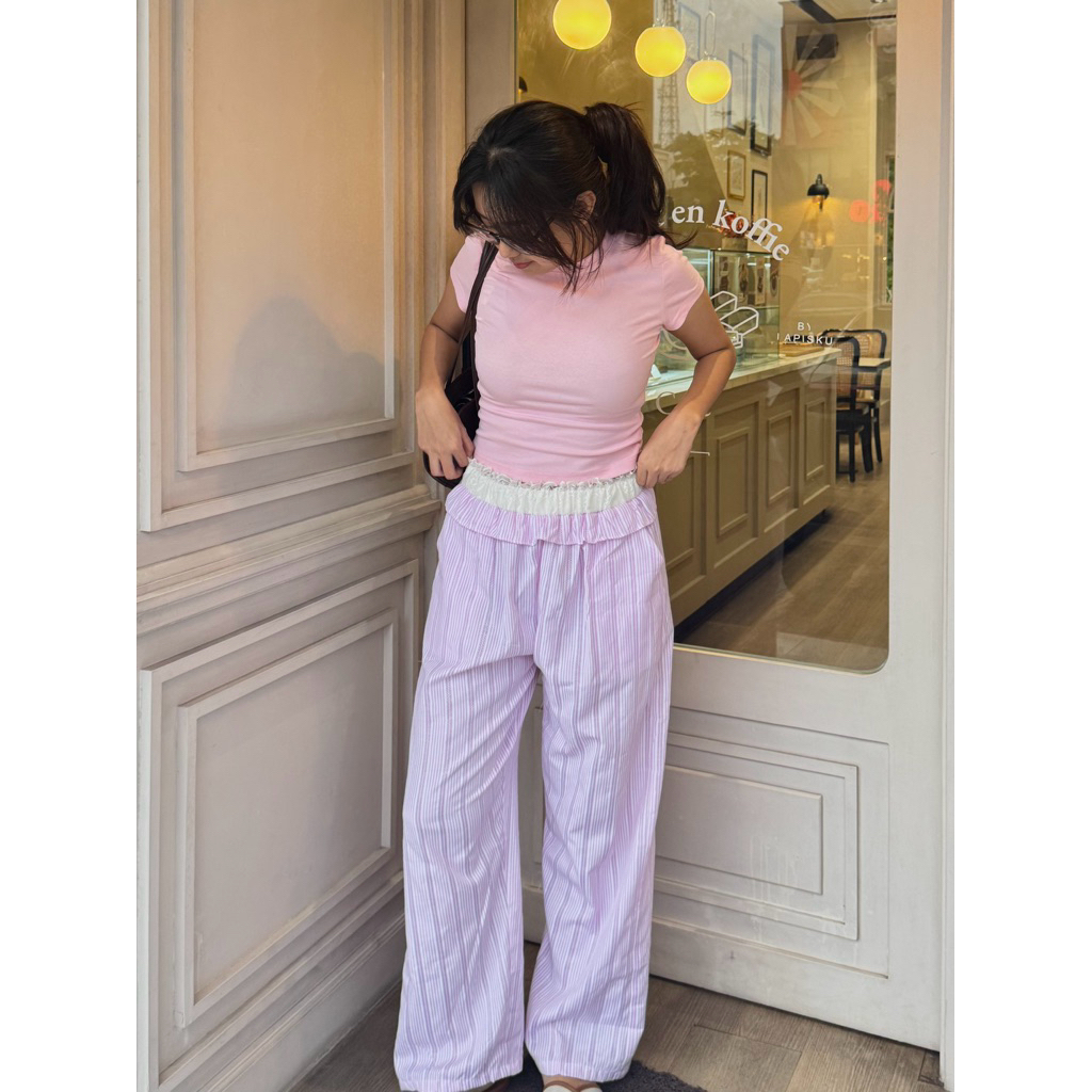 Gisava Cozy Stripe Lace Pants - Celana Kulot Wanita