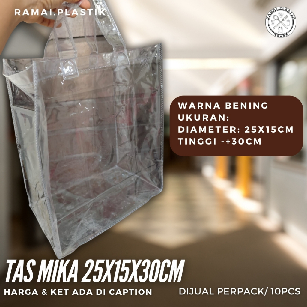 Tas Mika PVC 25x15x30cm Tas Bening Mika