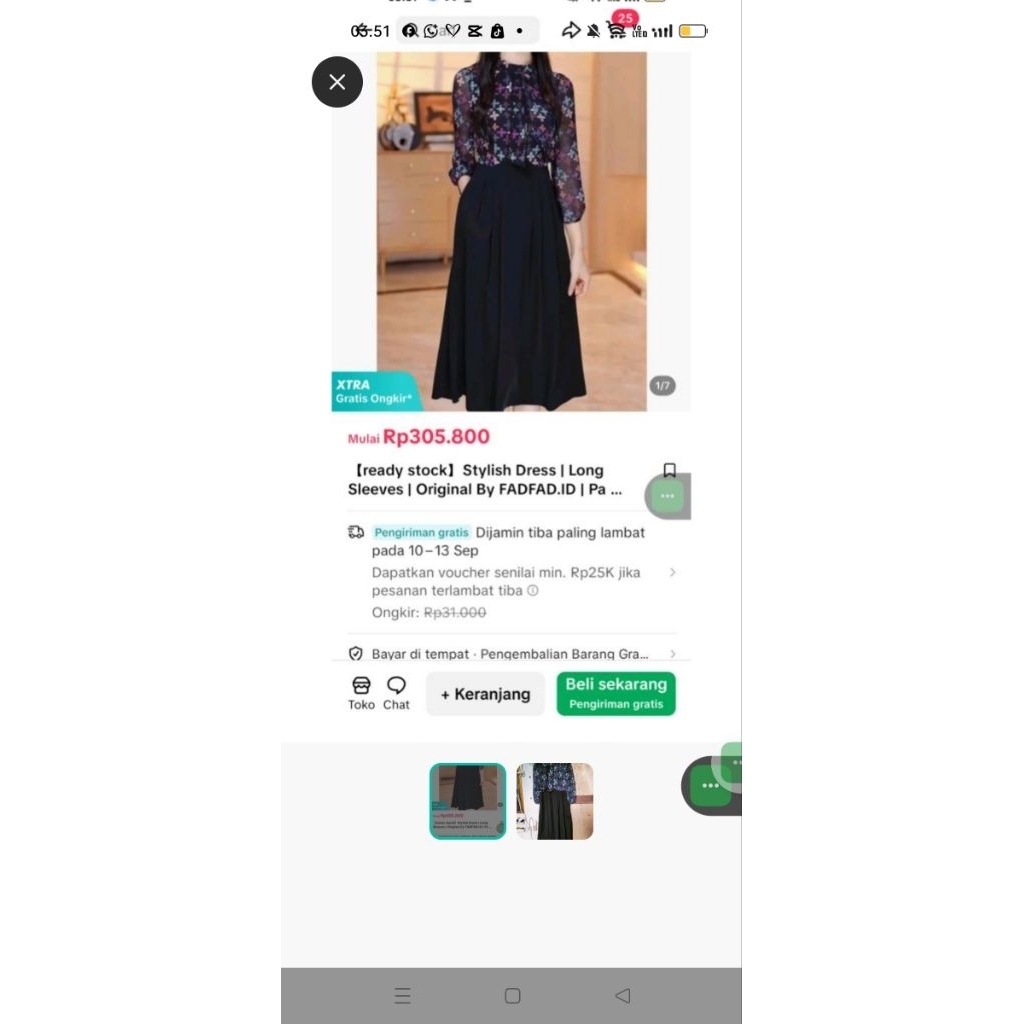 dress fad fad ala Gucci long Sleeves kantor formal party kondangan pesta gereja natal ibadah bunga f