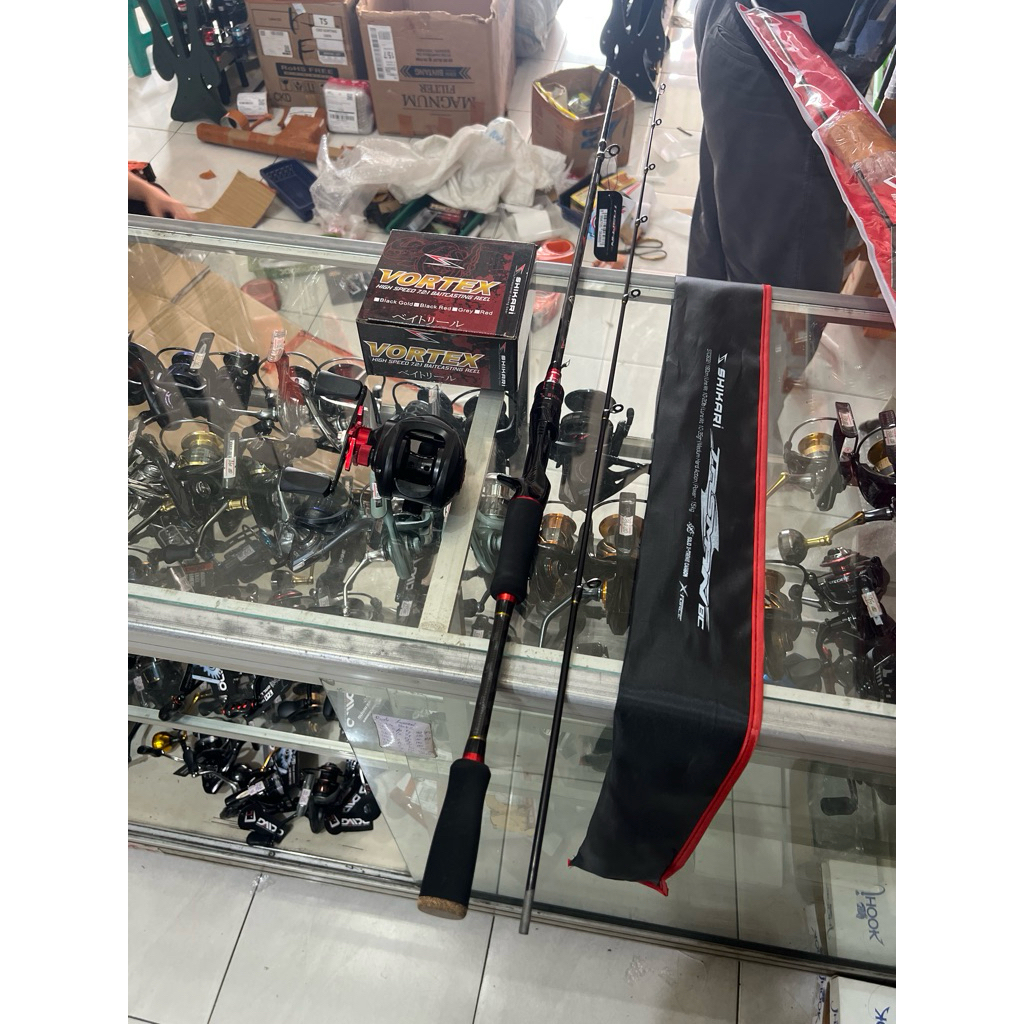 joran set baitcasting bc antena dan sambung 2 + reel bc