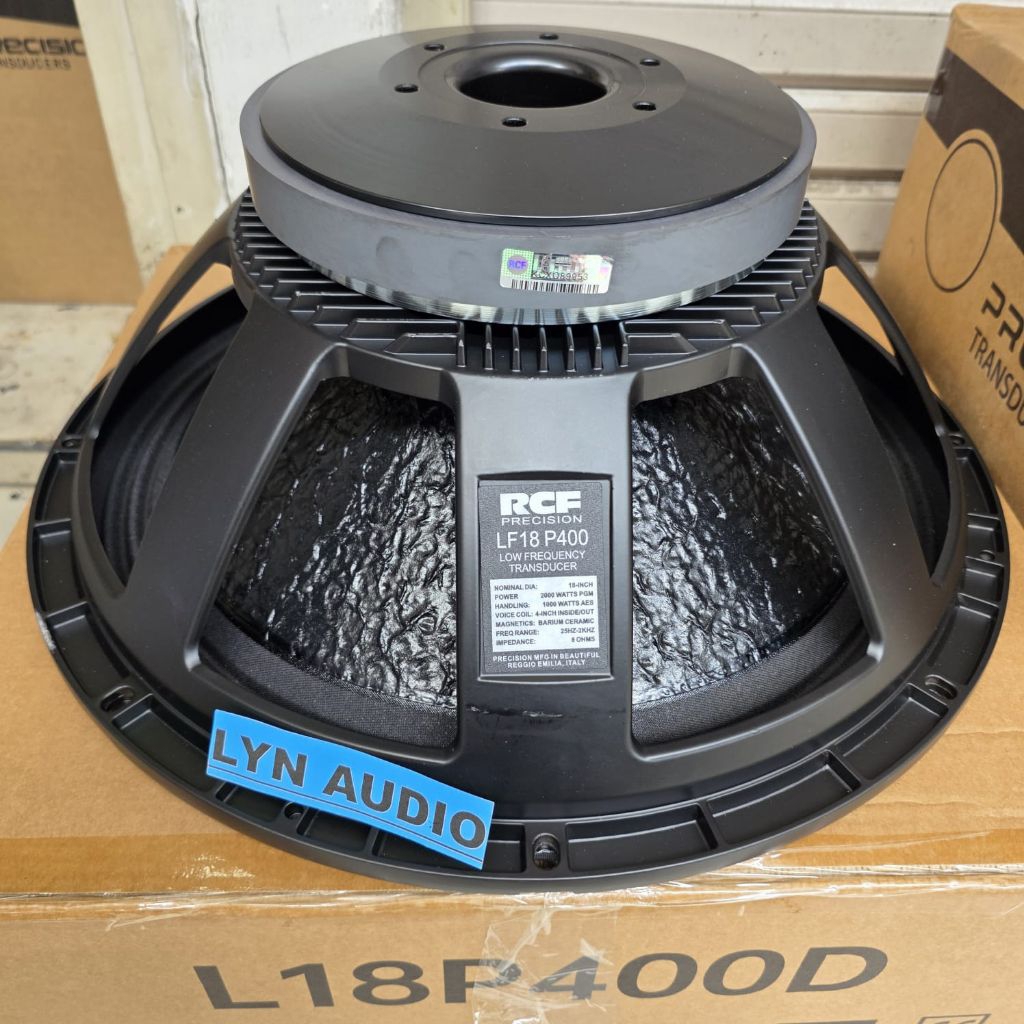 SPEAKER SUBWOOFER RCF 18 INCH LF18P400 VOICE COIL 4 INCH DAUN KULIT JERUK COATING 18P400