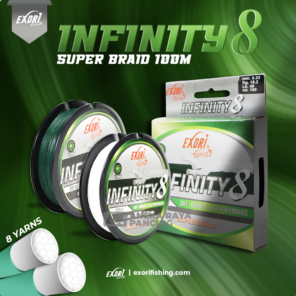 SENAR PE EXORI INFINITY 8 SUPER BRAID 100 METER / Senar PE X8 Lembut Kuat / Senar PE Anti Kusut / PE