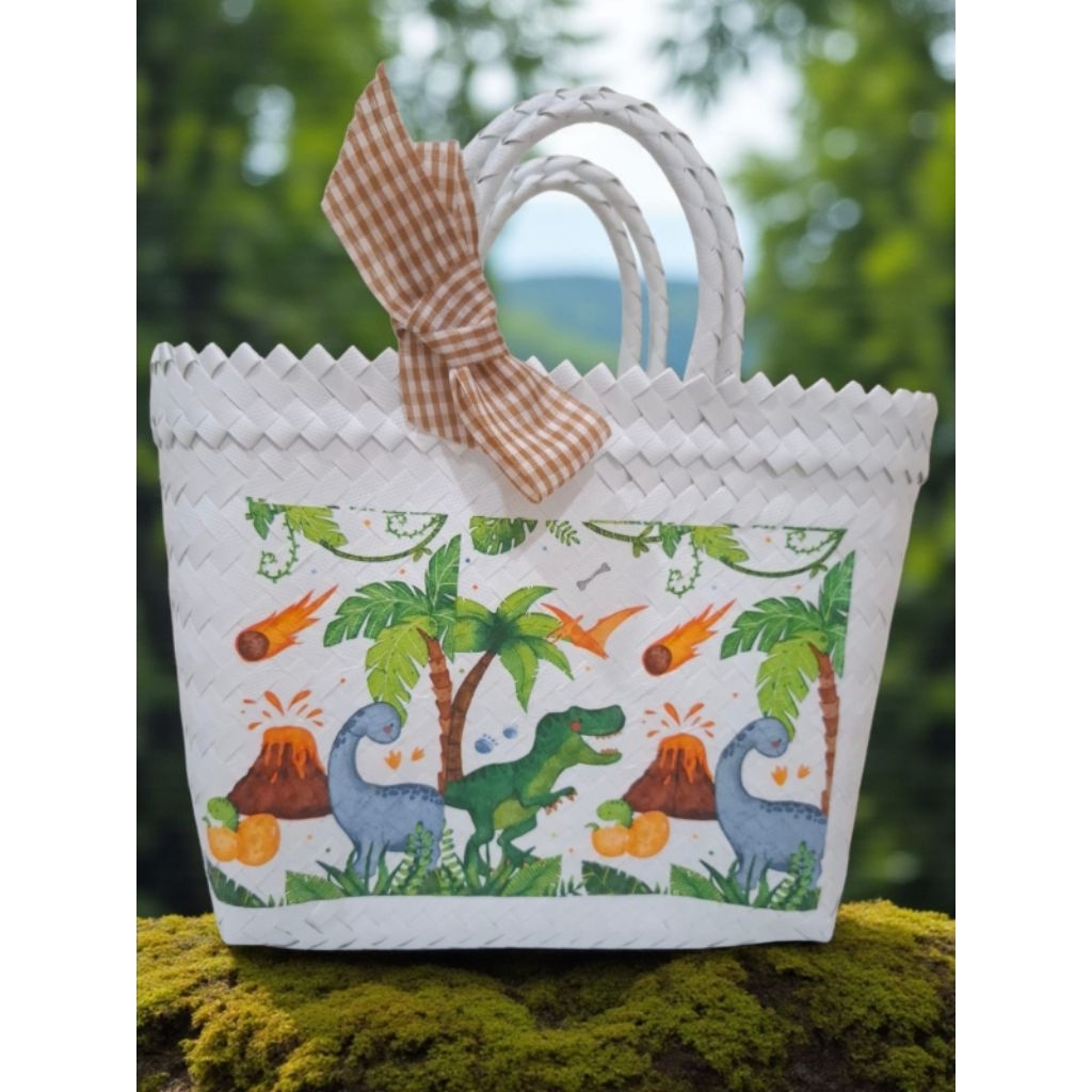 Tas ulang tahun estetik anyaman plastik decoupage motif boy