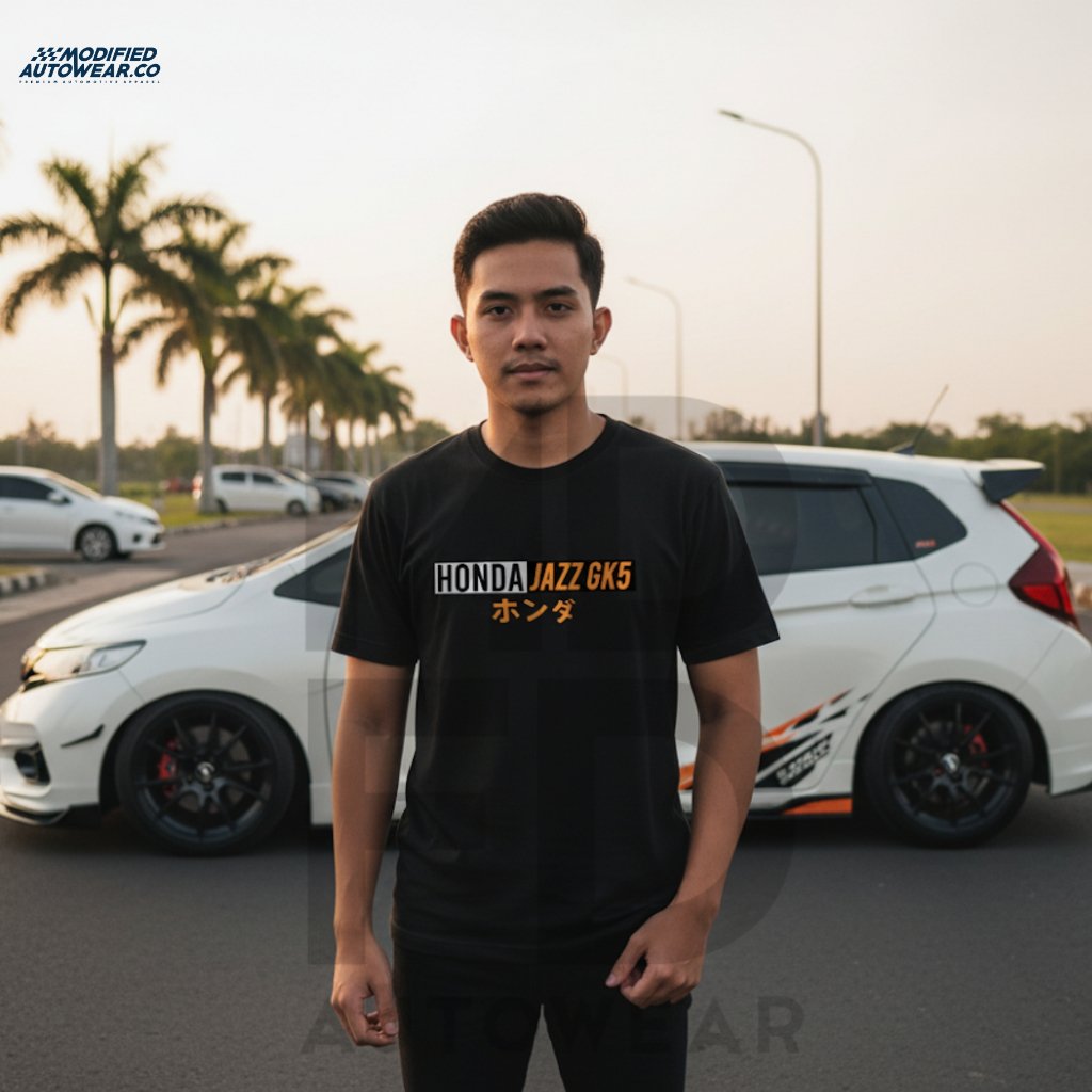 kaos honda jazz GK 5 modified autowear kaos pria honda jazz mugen tshirt otomotif honda jazz GK 5 Wh