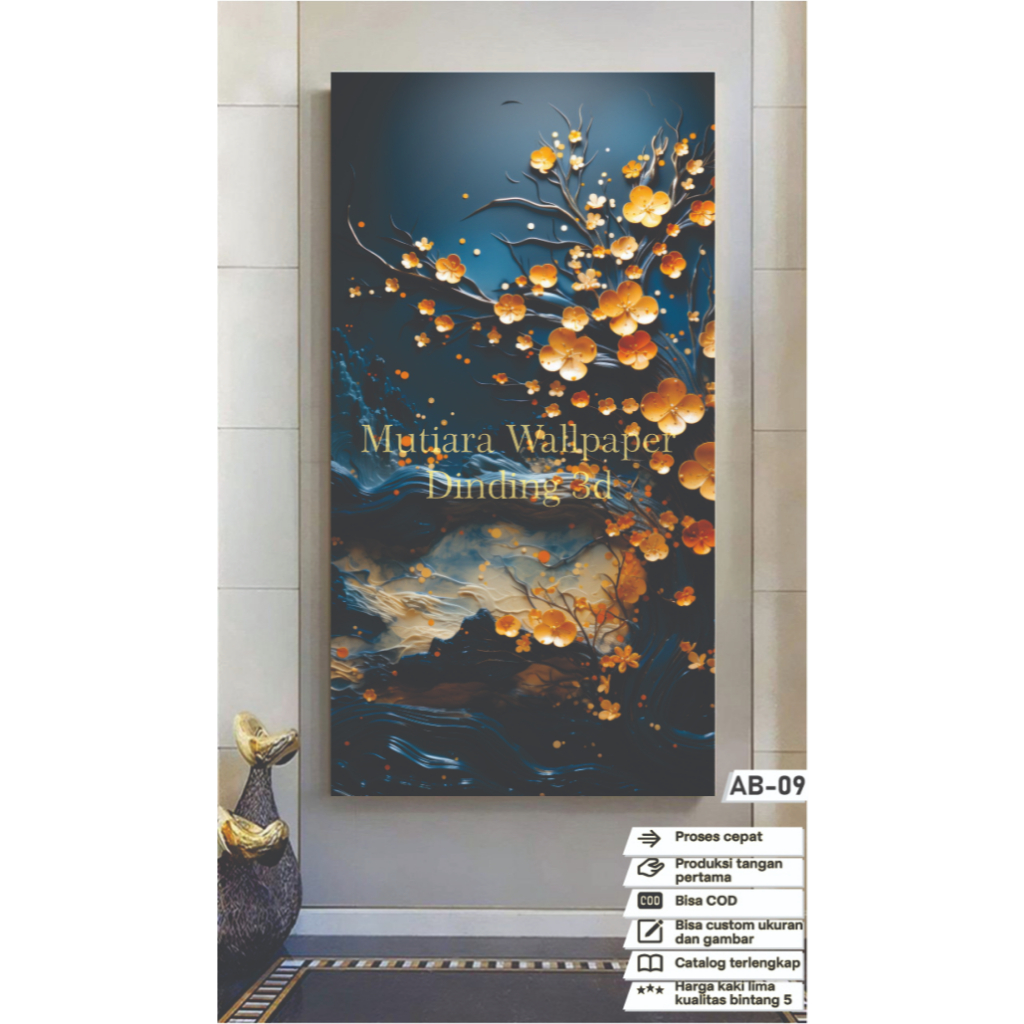 CETAK Wallpaper Stiker Bunga 3d, Wallpaper Dinding Bunga Mawar Terlaris, Wallpaper 3d murah