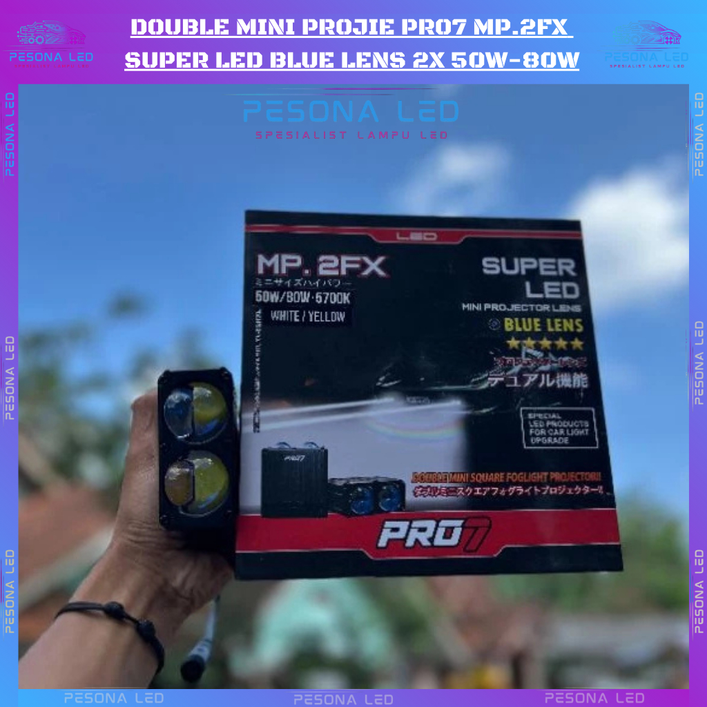 DOUBLE MINI Projie Pro7 MP.2FX Super LED Blue Lens 2x 50W-80W  MINI PROJIE 2 MATA BLUELENS