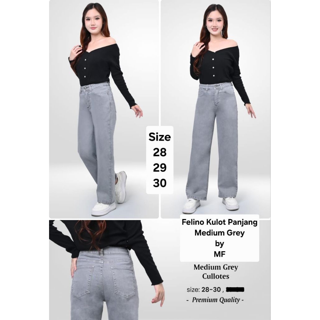 celana jeans felino original model kulot panjang medium grey