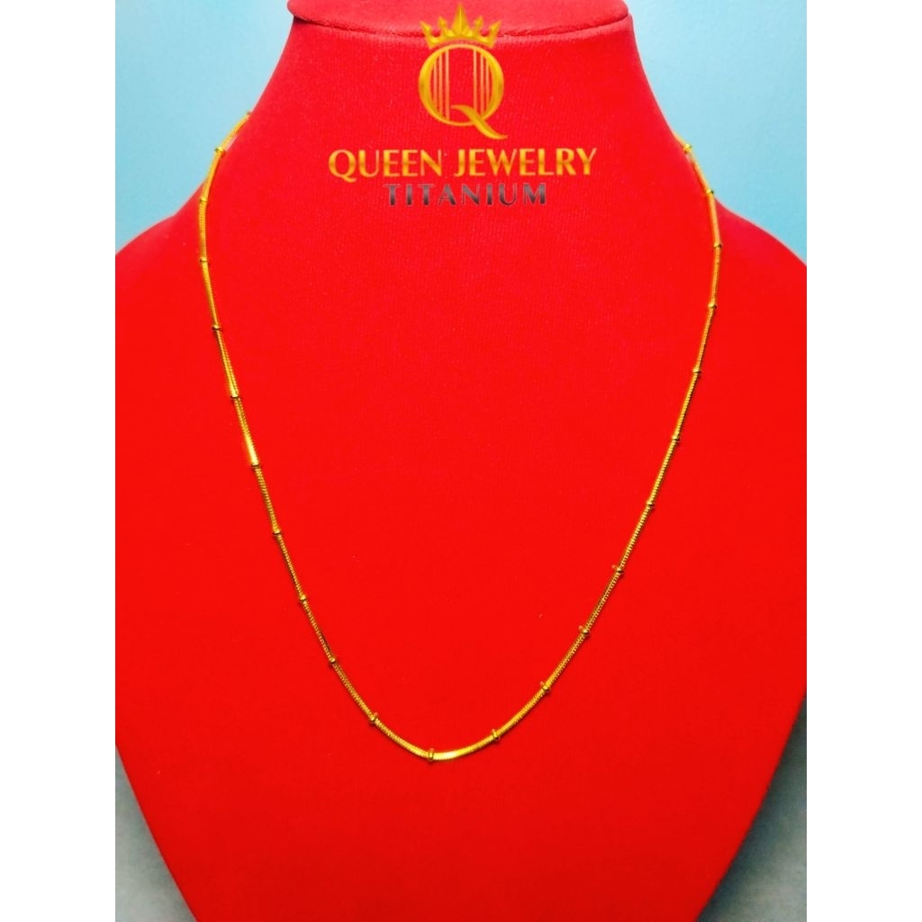 Kalung Titanium Gold Queen – Rantai Silinder Elegan Anti Karat | Queen Jewelry Titanium