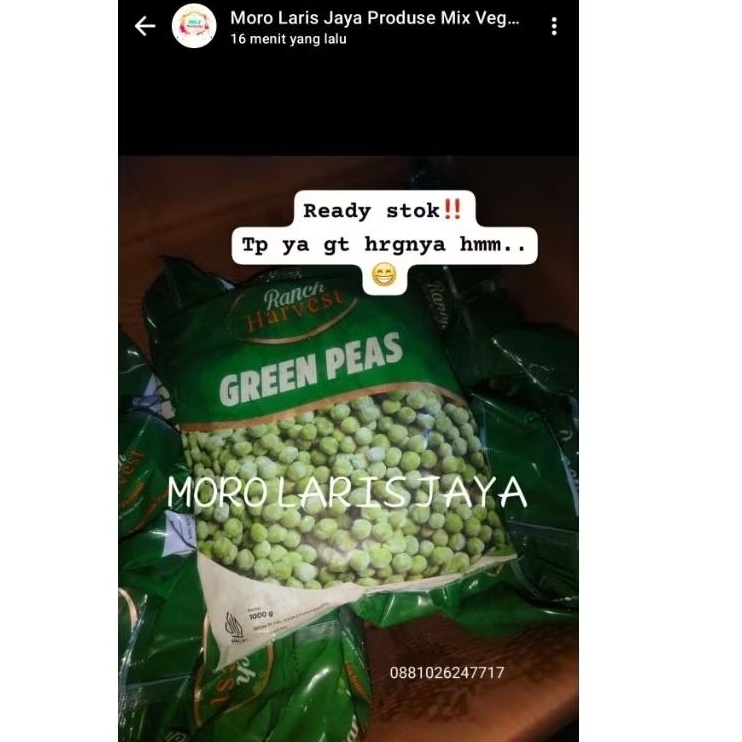 READY STOK KACANG POLONG FROZEN 1KG GREEN PEA FROZEN KACANG POLONG MENTAH BEKU