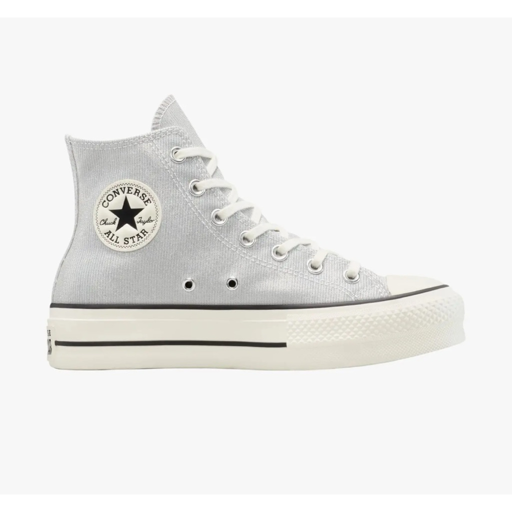 Sepatu Sneakers Wanita Converse CTAS Lift Platform Sparkle Light Grey