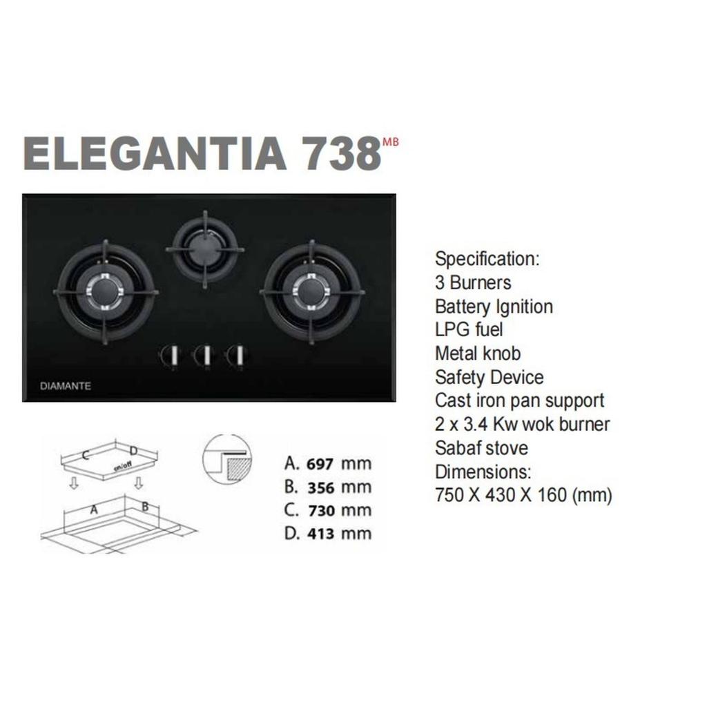 KOMPOR DIAMANTE ELEGANTIA 738