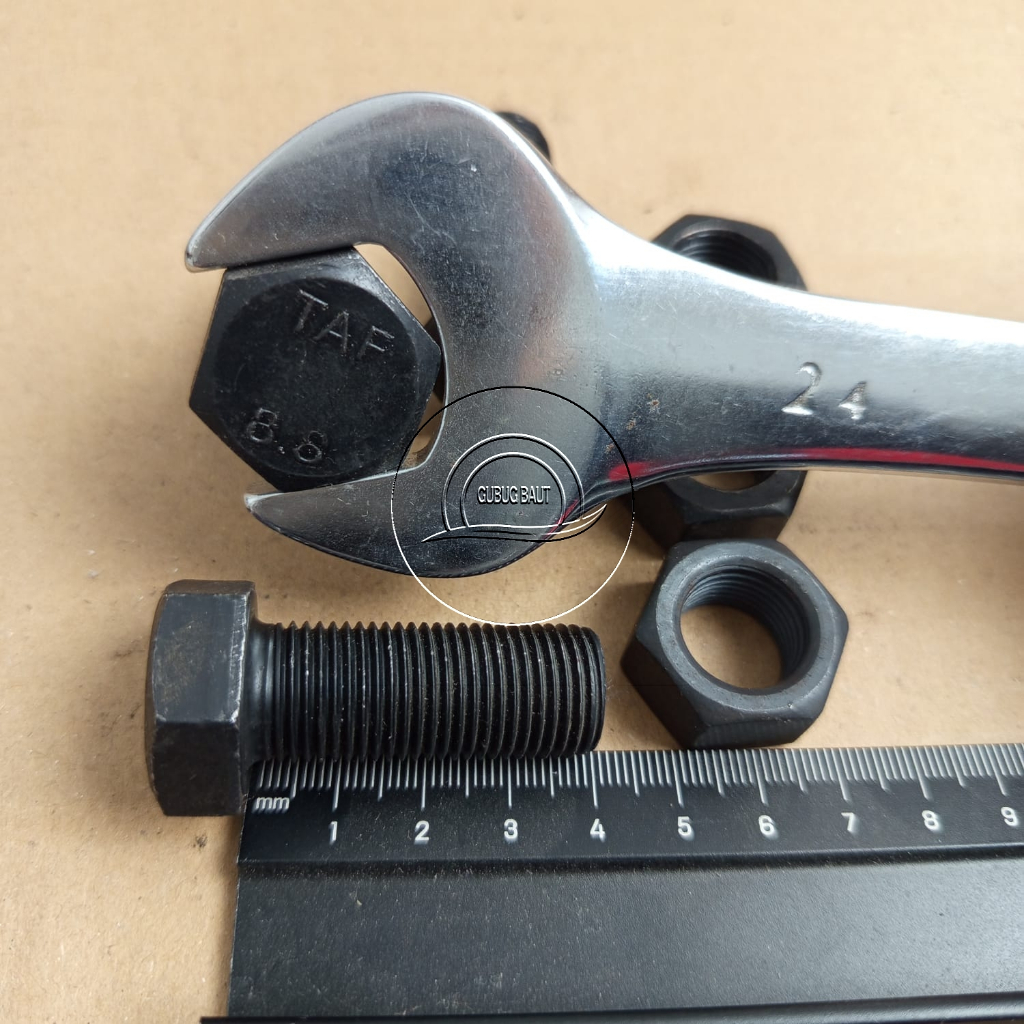 BAUT MUR BAJA M16X40 M16X40 X1.5 FULL DRAT HALUS PANJANG 4CM 4 CM GRADE 8.8 BAUD KUNCI 24 M16 X 40  