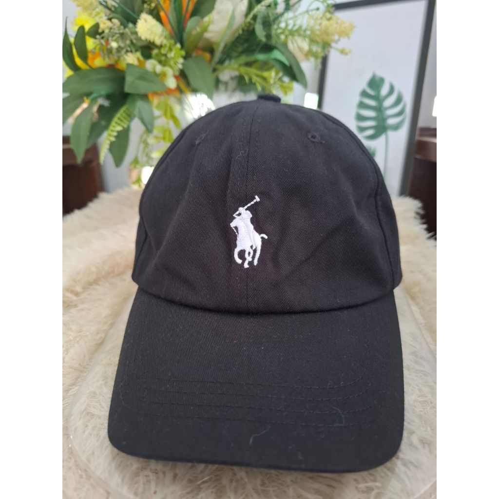 topi casual polo original hitam putih