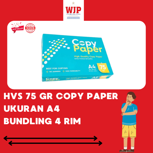 BUNDLING 4 RIM KERTAS HVS A4 75 GR COPY PAPER